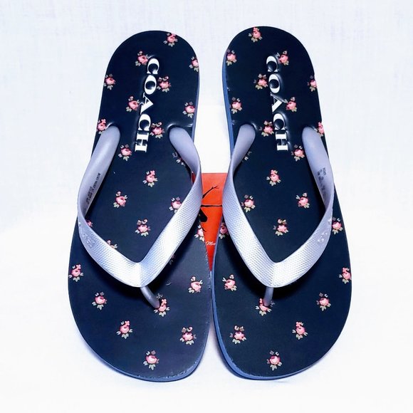 🆕Auth Coach Floral Print Zak Flip Flops, size 5/6 - Picture 3 of 8
